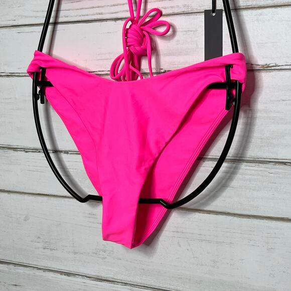 Lovers + Friends Hot Pink Wrap Bikini Set Halter Top Small High Bottoms Medium - Picture 4 of 12